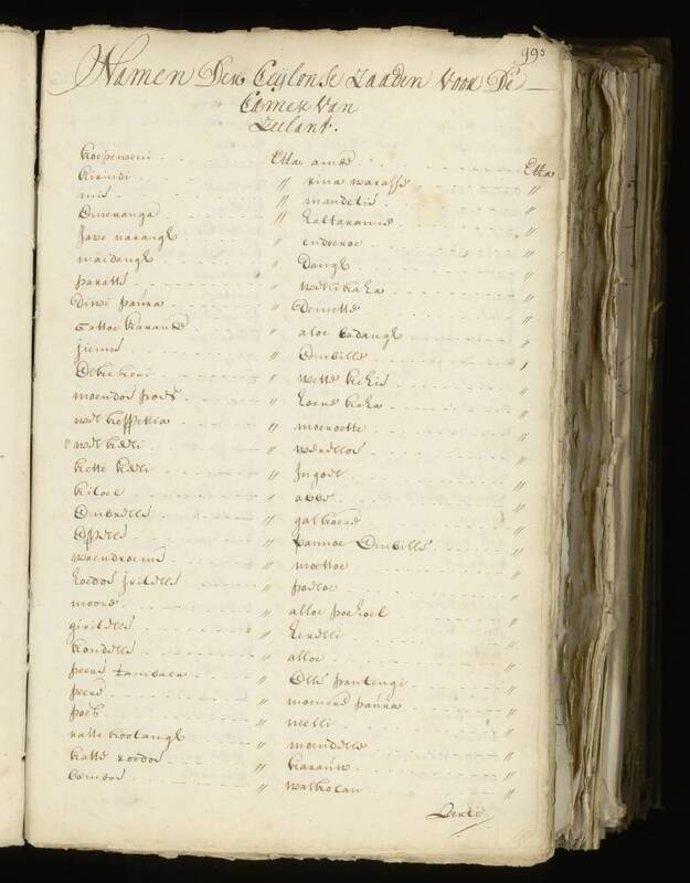 Seedlist from 1698