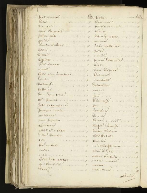 Seedlist from 1698