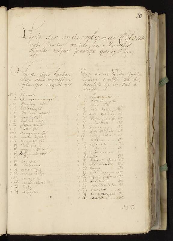 Seedlist from 1740