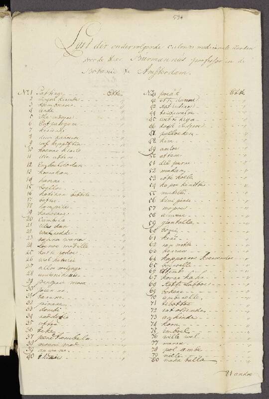 Seedlist from 1777