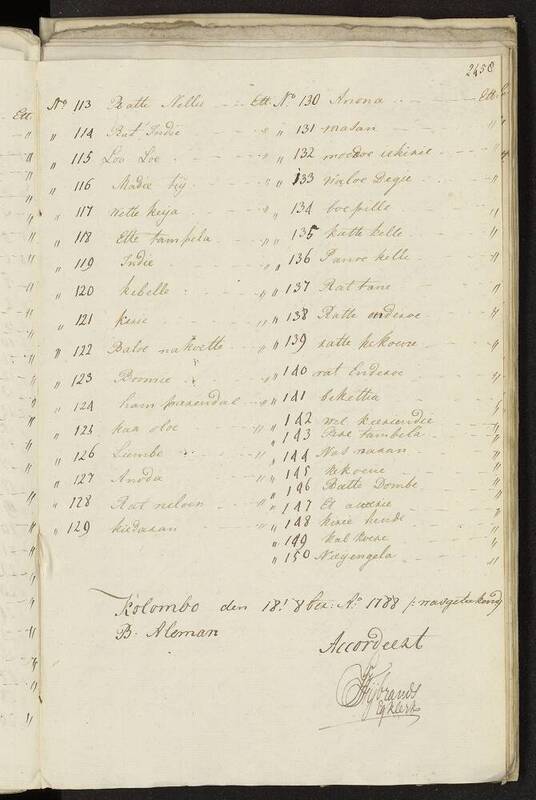 Seedlist from 1788