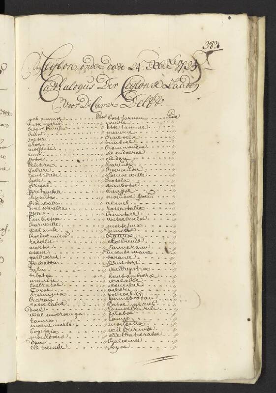 Seedlist from 1725