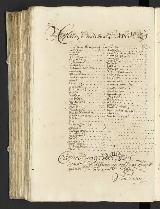 Seedlist from 1725